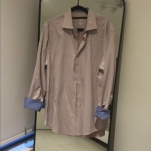 Bugatchi Blue and Orange Casual Button Down Shirt